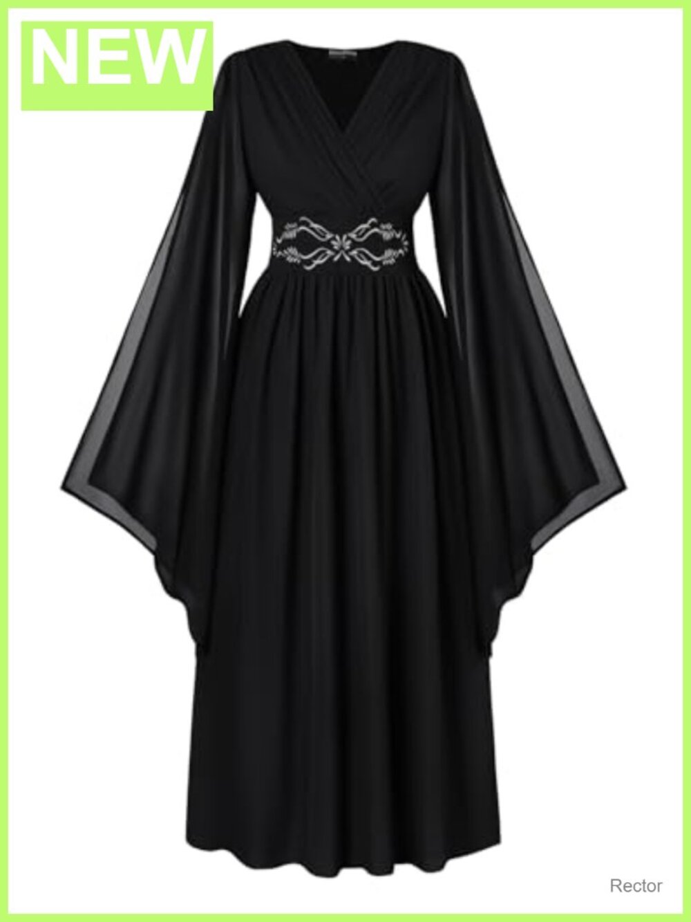 Renaissance Medieval Costume Dress V-Neck Chiffon Long Sleeve